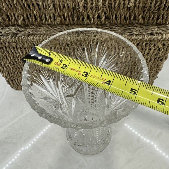 Vintage Lead Crystal Star of David Vase 9” Elegant Decorative Glass - Picture 7 of 9